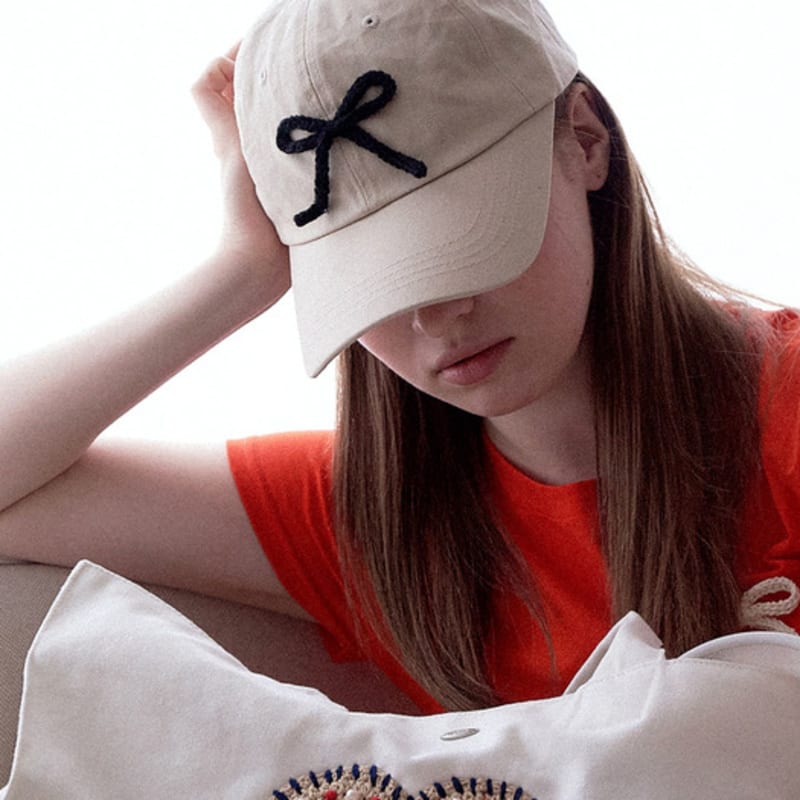 Slowslowly No.199 / Ribbon Crochet Ball Cap _ (Ribbon Color) Black