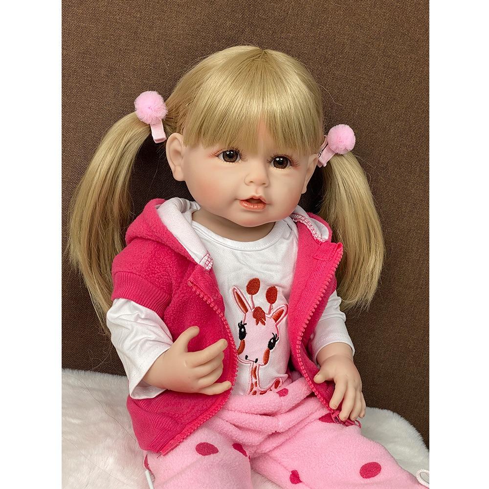 Realistic Reborn Baby Girl Dolls Betty Raya Pasted Wig Hair Simulation Doll 55cm Full Silicone Body Bathing 22 Inch Collection Art Doll Baby Play Toys
