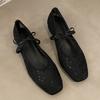 Fashion Spring New Flat Shoes for Women Square Head Shallow Mouth Mesh Fabric Embroidery Butterfly Knot Soft Sole Single Shoes