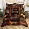 Vintage Library Duvet Cover Retro Bookshelf Bedding Set Literary Books Themed Quilt Cover King Queen Polyester Comforter Cover