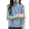 Women's 100% Pure Wool Sleeveless Cardigan Vest - Autumn/Winter Lapel Zipper, Loose & Slimming Knit Sweater