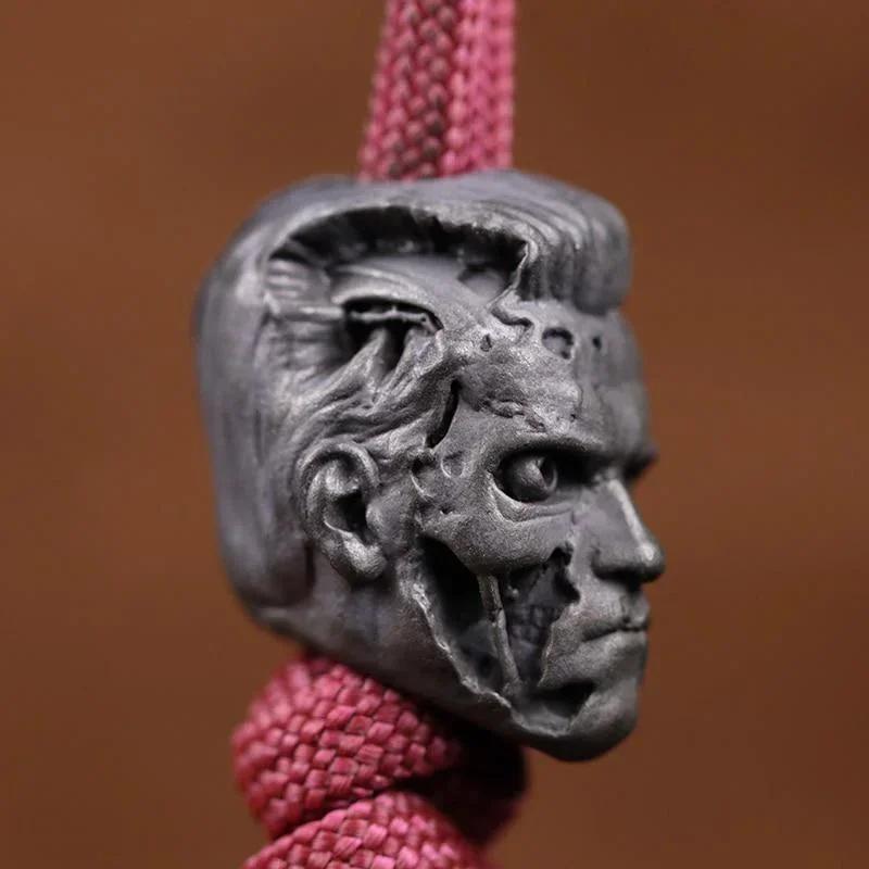 Robot Warrior Brass Knife Beads EDC Outdoor DIY Paracord Woven Lanyard Pendants Accessories.