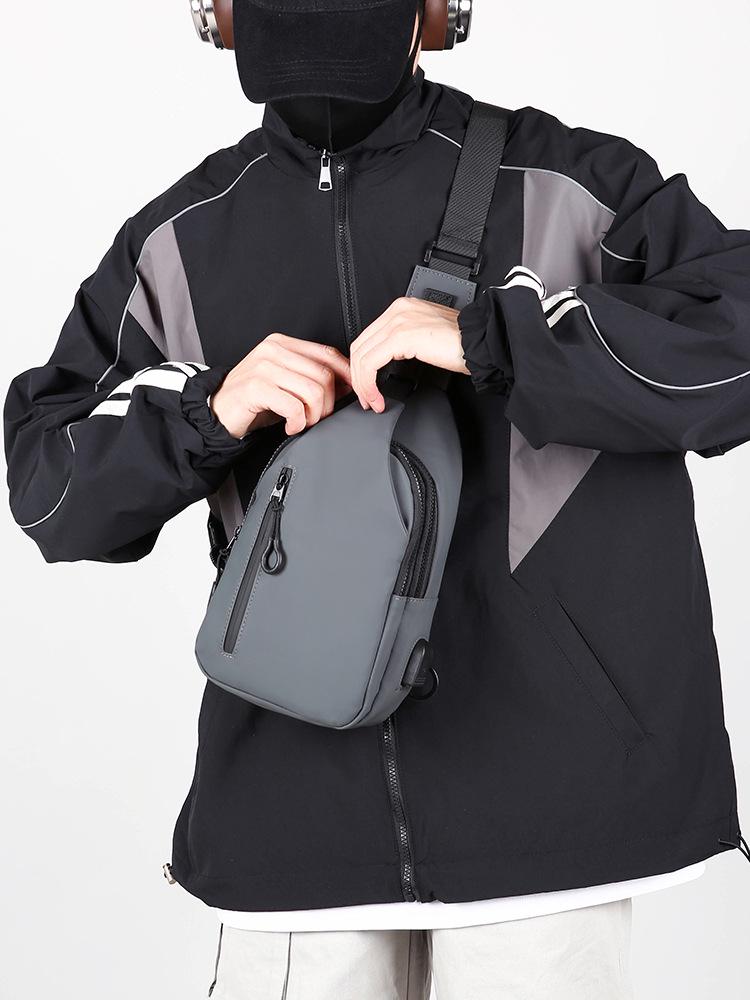 Men's Water-repellent Crossbody Chest Bag with USB Charging
