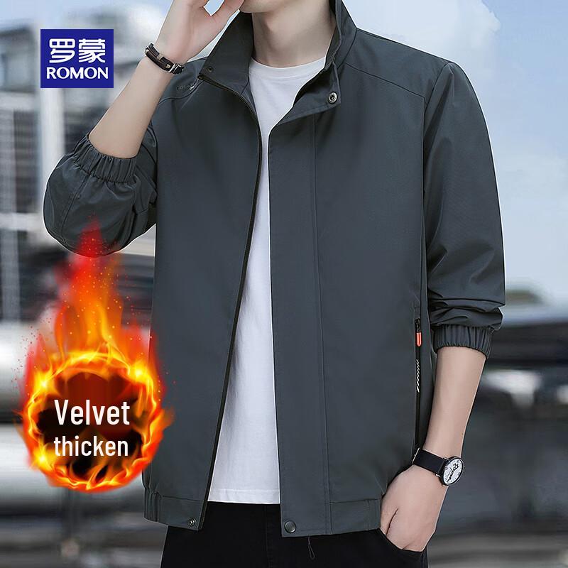 ROMON Men's Stand-Collar Business Casual Jacket