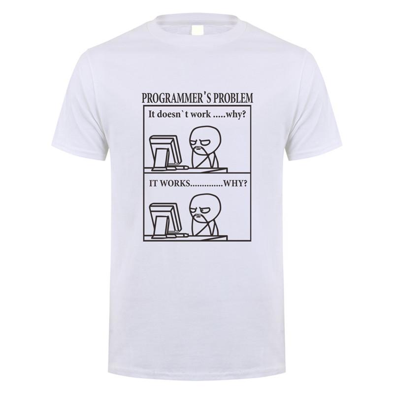 Funny Programmer Programming Developer T Shirt Men Cotton Short Sleeve Computer Geek T-shirts Man Clothing JL-088