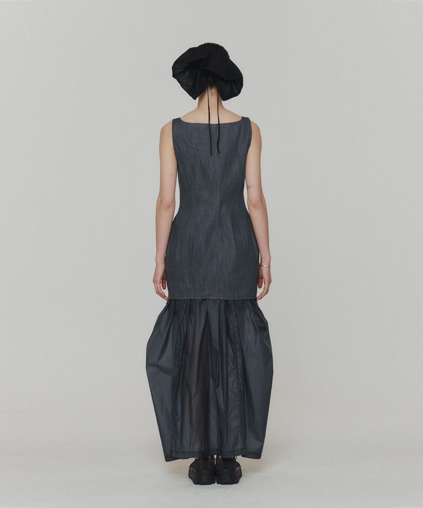 Amomento Layered Shirring Skirt_Navy