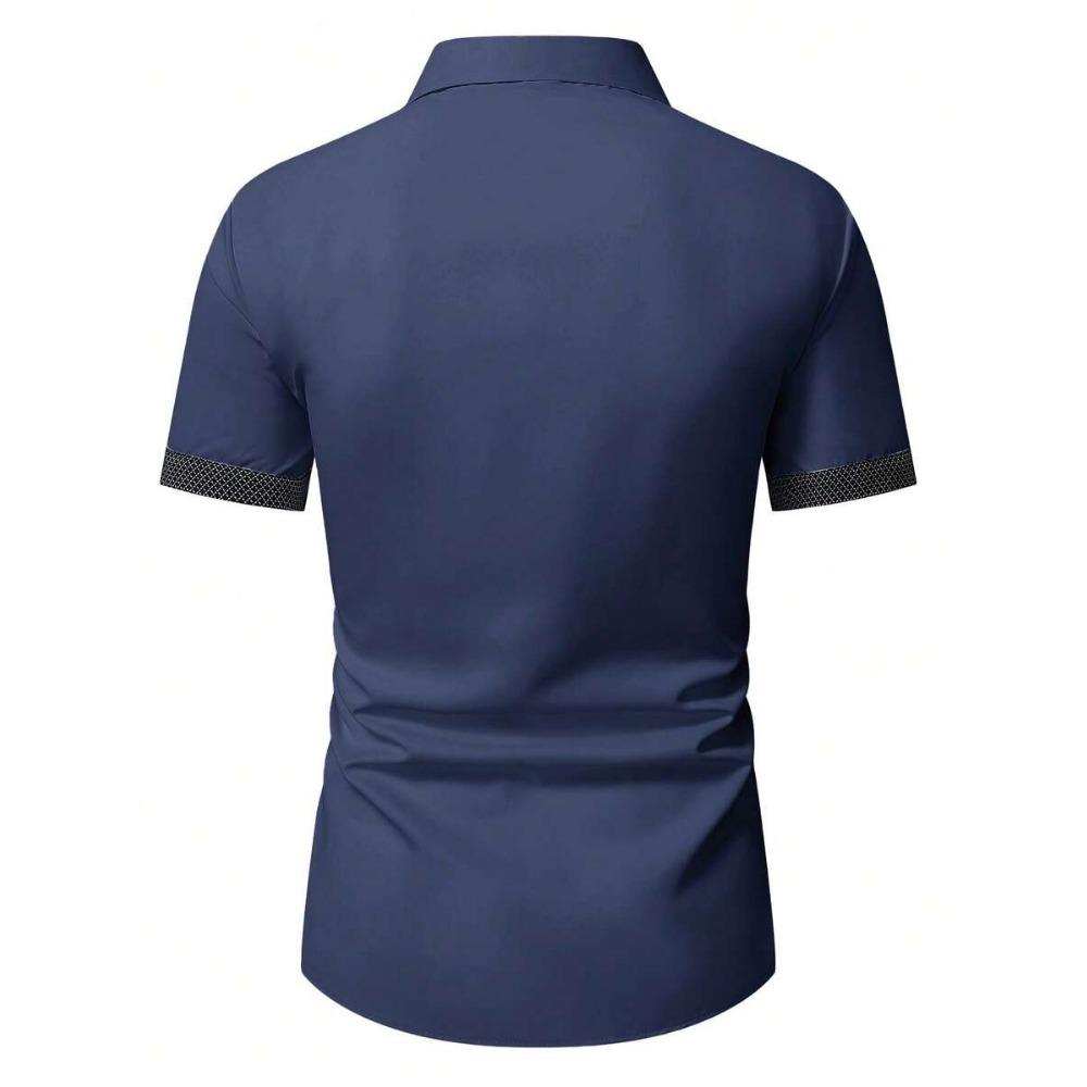 Camicia a maniche corte color block da uomo Primavera Estate Camicie casual da uomo Stile semplice Top 100% Poliestere