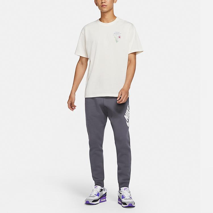 Nike Sportswear Floral Logo Print Knit Casual Crew Neck Short Sleeve T-Shirt Men Tops White DM2189-902