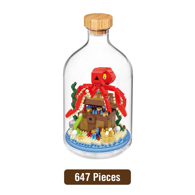 

New Product Simulation Animal Series Imaginative Children s Toysets Bottled Creating Bricks Flamingo Seahorse Learning Toy Gift Option Model