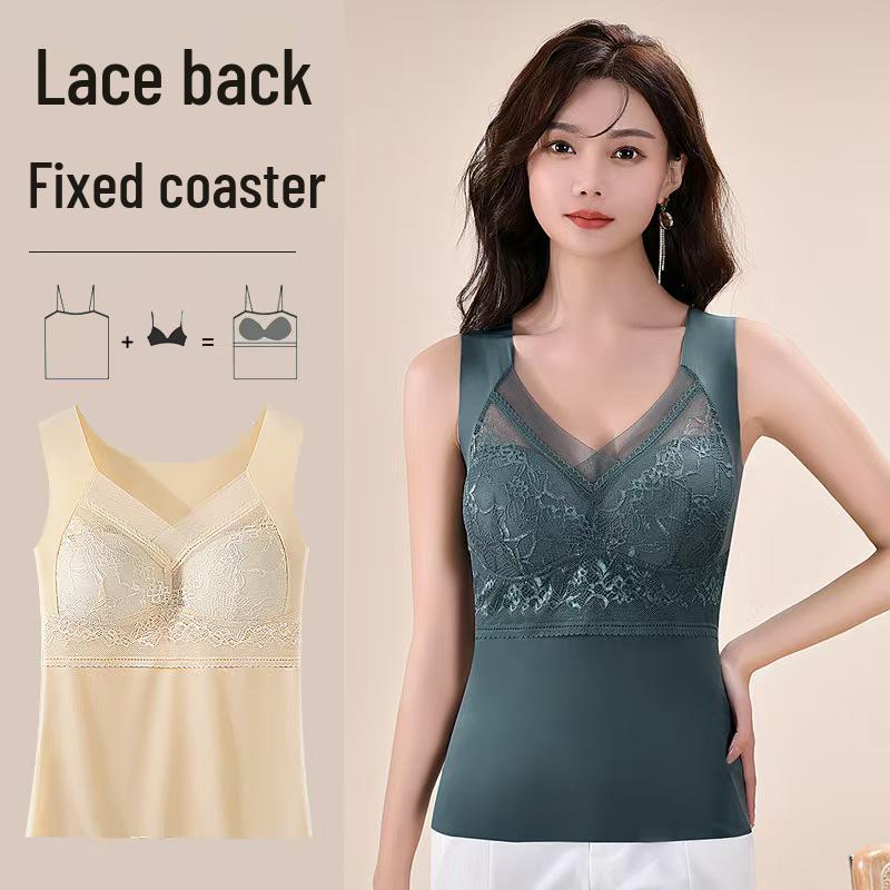 

Lace Women s Slimming Seamless Vest with Integrated Cups - Sexy Back Shaping Innerwear L [80-110 lbs]