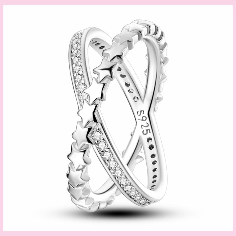 NEW Fashion 925 Silver Simple Infinity Finger Ring For Women Sparkling Twisted Stackable Rings Popular Anillo Engagement Jewelry