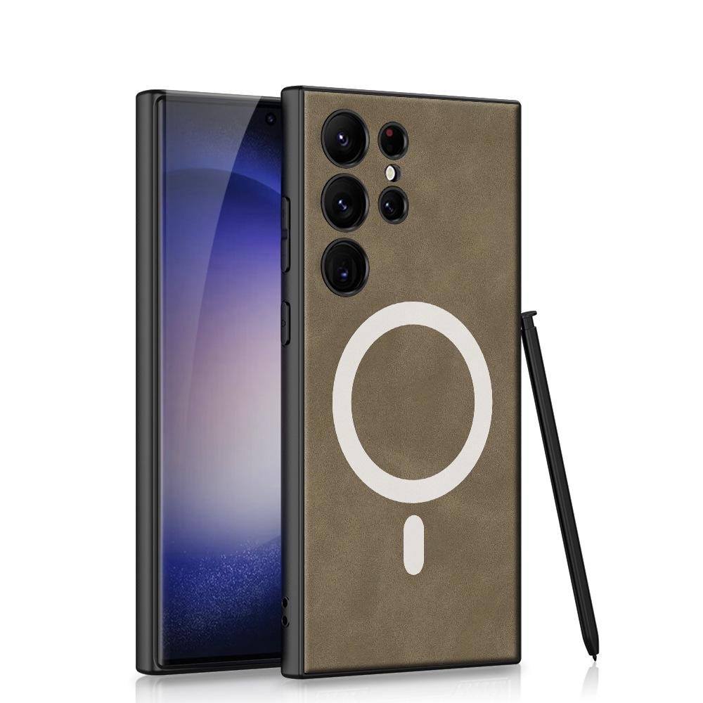 Suitable for Samsung S23ultra Mobile Phone Case S23plus Magnetic Absorbing Wireless Charging Frosted Skin Anti Fall S23 Protection Case