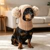 Handmade Pet Neck Warmer Soft Stretchy Pet Pom-pom Hat Absorbing Sound Pet Headgear  Cold Weather