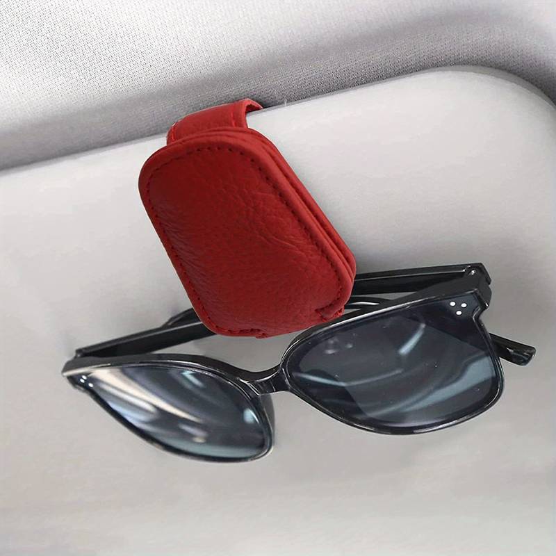 1Pc New Sunglasses Holders for Car Magnetic Genuine Leather Sunglasses Clip for Car Visor Glasses Hanger Clip
