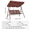3-Seat Patio Swing Chair, Outdoor Patio Swing with Adjustable Canopy, Porch Swing with Armrests, Teslin Fabric and Alloy Steel Frame, for Balcony,
