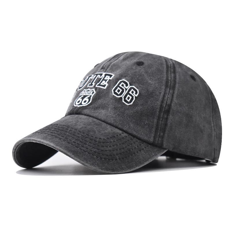 Hat Pure Cotton 66 Baseball Hat Water Wash Embroidered Big Letter