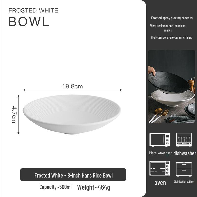 Conical Ceramic Salad & Ramen Bowl - Large Serving Dish for Home or Restaurant Use