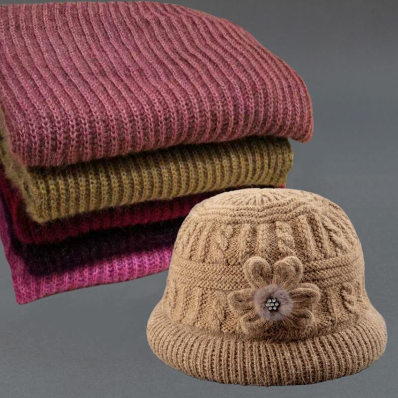 Thickened Woolen Fisherman Hat for Middle-Aged & Elderly Women - Warm, Velvet-Lined, Knitted Hat for Autumn & Winter