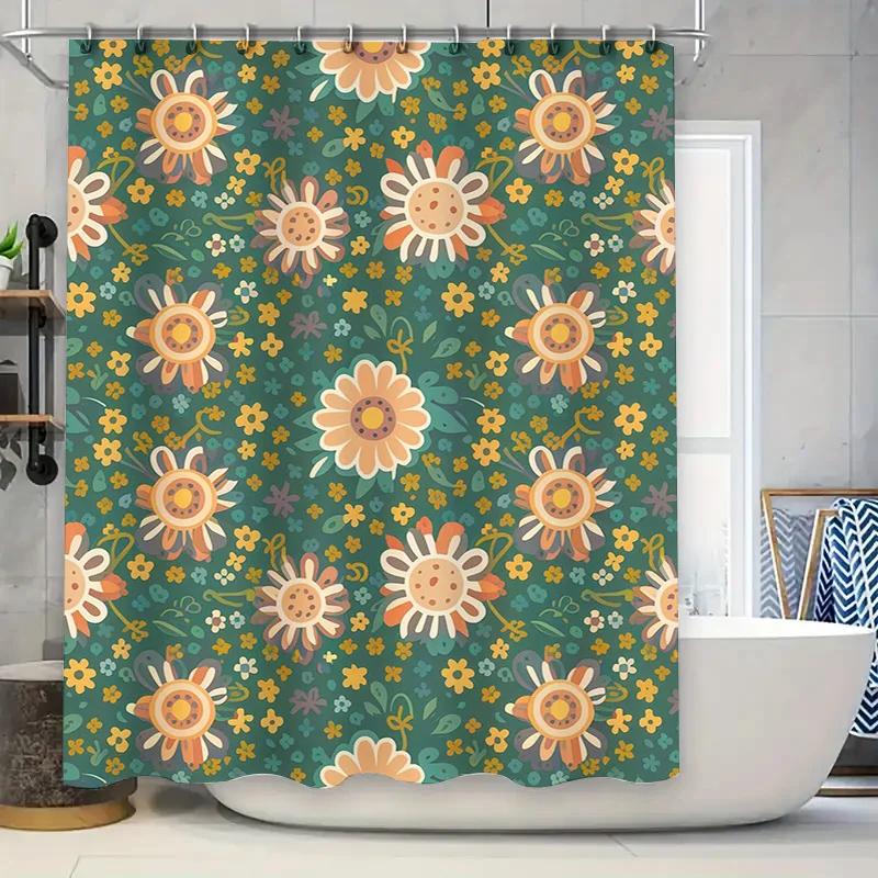 

Floral Shower Curtain Waterproof Home Decor Bathroom Accessories Vintage Design Green Flower Garden Printing 180X240Cm Aliexpres W60H190(CM)-1 Pcs