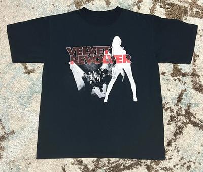 Camiseta Negra Unisex de Algodón Pesado Vtg Velvet Revolver Music Band S-5XL Unisex Camiseta BL234