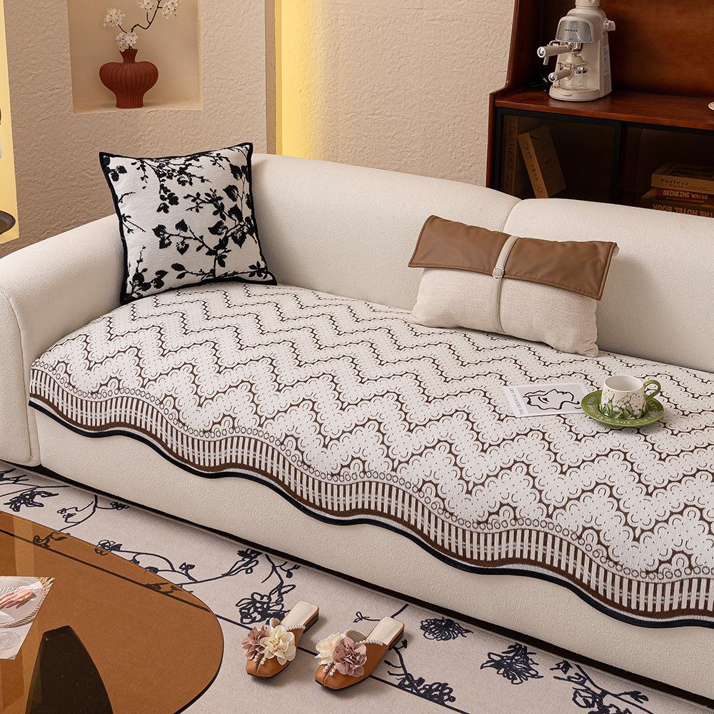 New Sofa Cushion Four Seasons Universal Chenille Fixed Non-Slip Seat Cushion Advanced Light Luxury Irregular Simple