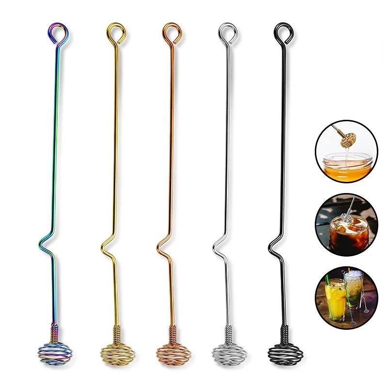 1 Pcs Bar Bartender Artifact Stainless Steel Stirring Rod Long Handle Milk Tea Coffee Cocktail Honey Stirrer Bar Accessories
