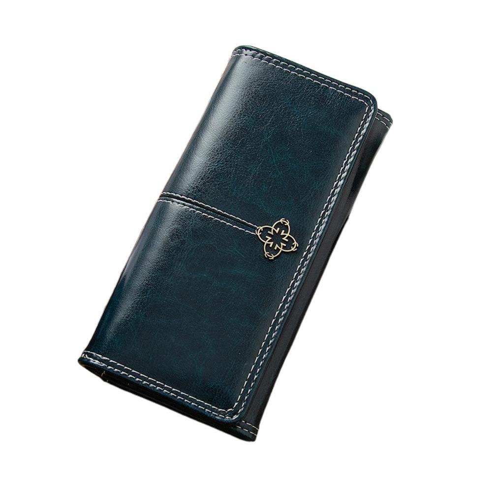 

Кожа с масляной восковой пропиткой, складной кошелек с блокировкой RFID, водонепроницаемый клатч для кредитных карт, для путешествий синий