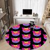 1pc Rainbow Cat Faces Carpet, Round Non Slip Durable Large Size Office Carpet, Suitable for Office