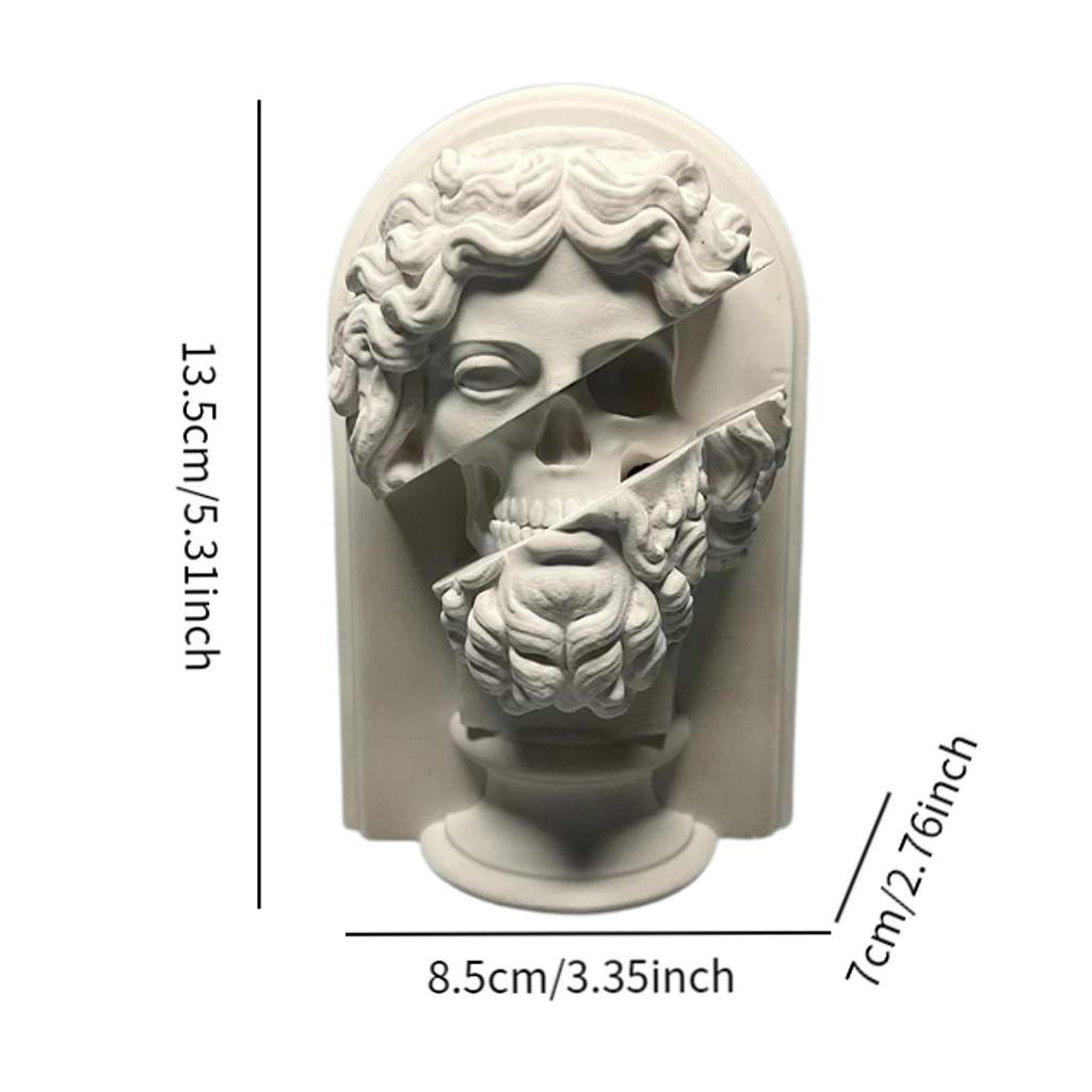 Greek Plaster Statue Sculpture Artistic Sketch Statue Greek Bust Statue for Bookshelf Bedroom Living Room Coffee Table Decor