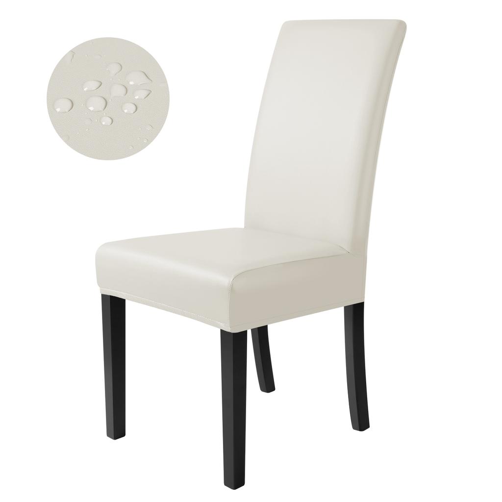 1/2/4PCS PU Leather Waterproof Chair Covers Solid Stretchy Chair Seat Cover Protector Dining Room Restaurant Kitchen Chair Case