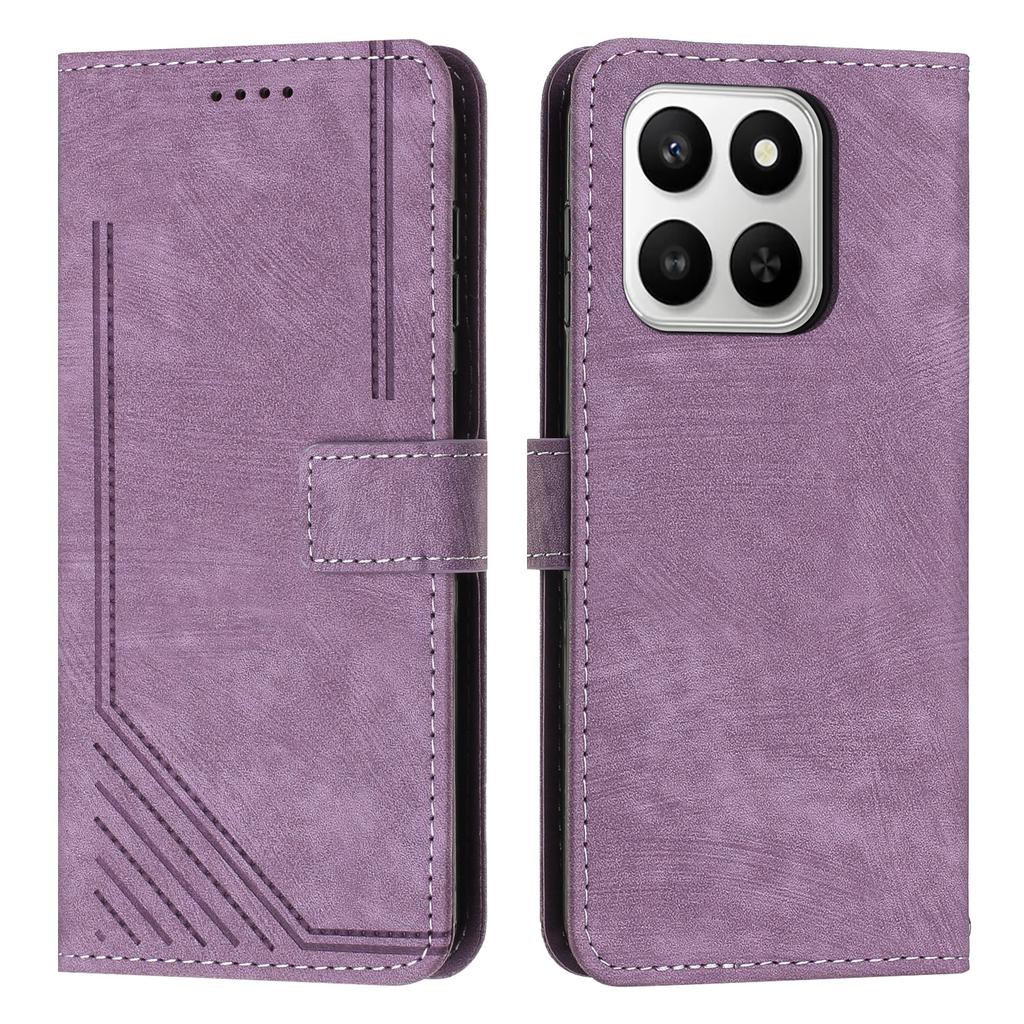 For Honor X7d 5G/Honor 400 Smart 5G Stand Case Imprinted Lines Leather Phone Cover
