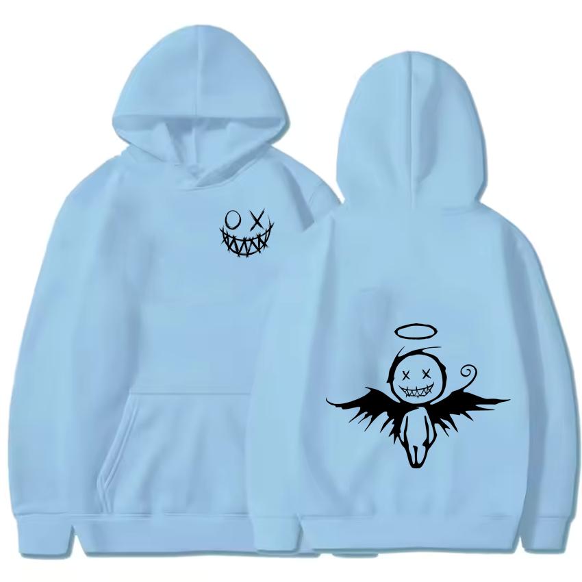Autumn and Winter New Smiling Angel Hoodie, Hip-hop Street Classic Hoodie, Outdoor Fashionable Casual Long Sleeved Warm Hoodie