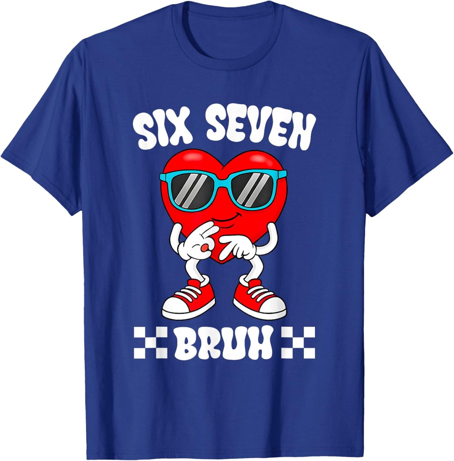 Funny Heart 67 Bruh Valentine Six Seven Meme Unisex T-Shirt S разноцветный
