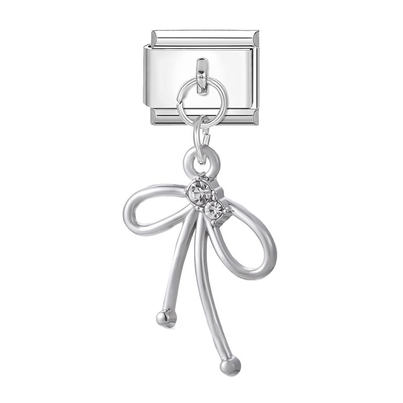 Fashion Heart Lips Bow Knot Feet Fishbone Pendant Italian Charm Link Fit 9mm Stainless Steel Bracelet DIY Making Men Women Gifts