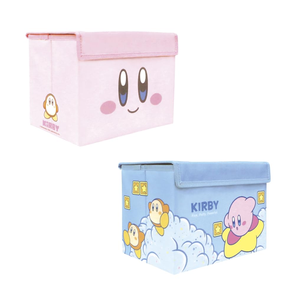 Factory Kirby of the Stars Foldable Storage Box with H190 X W280 X D190mm T's Lid, Kirby/Face, (HK-5542678KF)