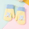 Baby Winter Gloves Cute Cartoon Thick Plush Knitted Mittens Outdoor Cold-proof Kids Boys Girls Full Finger Gloves With Ropes