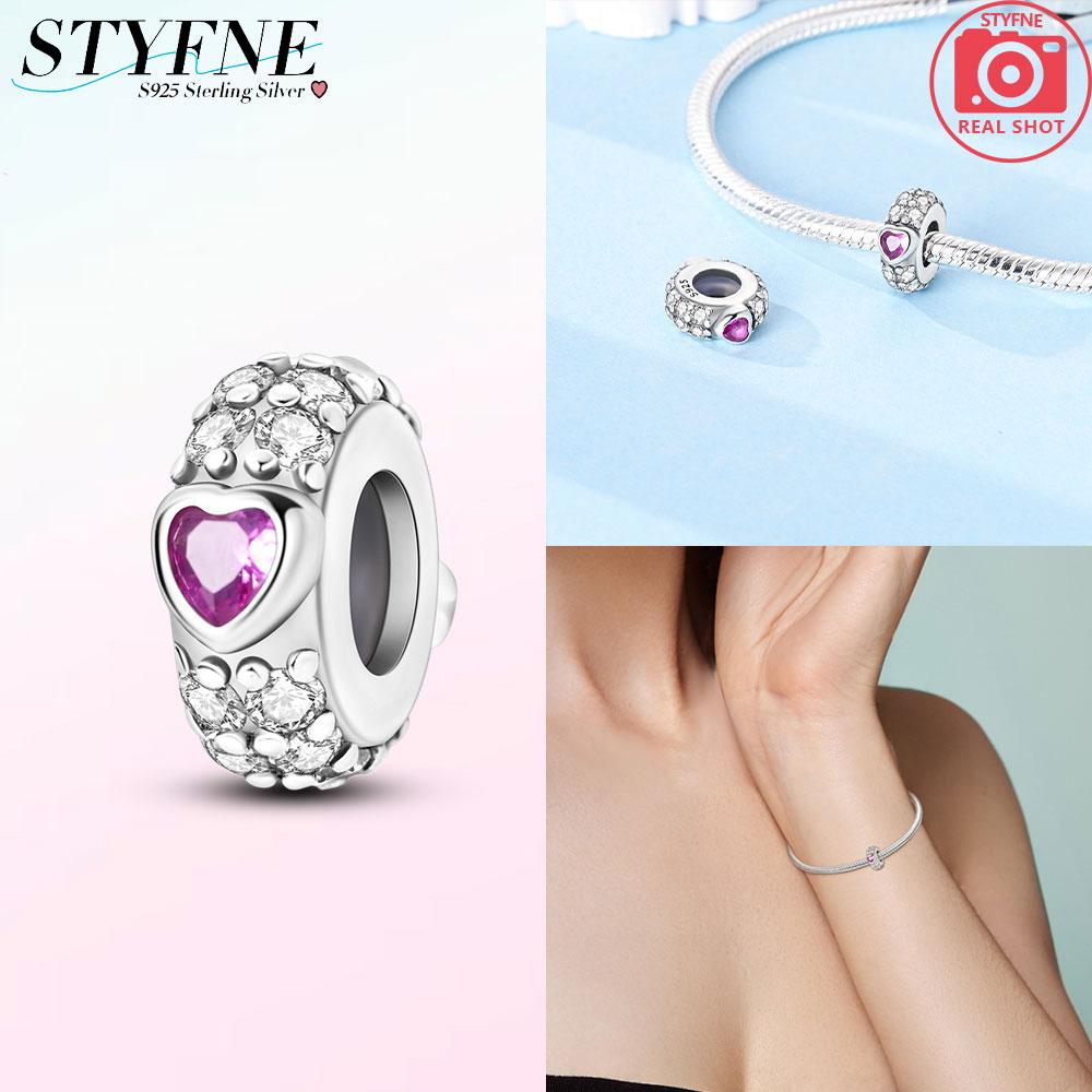 

Charms Copper Pink Heart Rubber Stopper Beads Fit Charms Plata Original Bracelet Women Jewellery Making Gifts