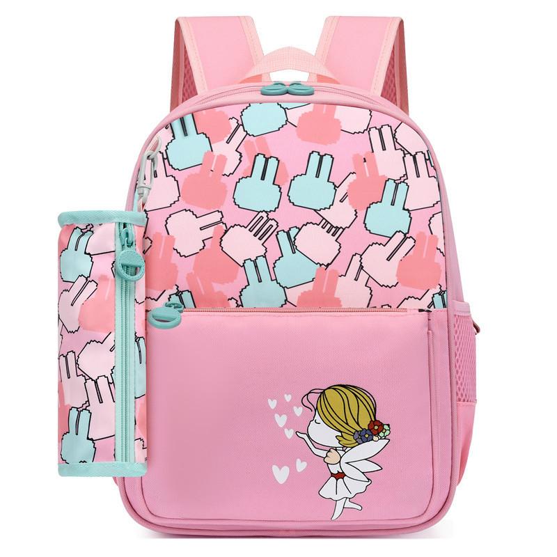 Fashionable Large Capacity Canvas Cartoon Backpack For Elementary School Kids Unisex