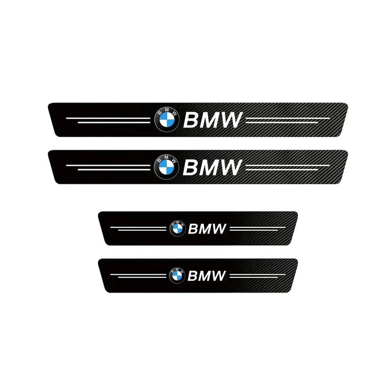 Hot 2025 1/4/5Pcs Car Door Sill Scuff Plate Decor Carbon Fiber Stickers For BMW X1 X2 X3 X4 X5 X6 X7 F30 F10 E28 E90 F20 E46 E60