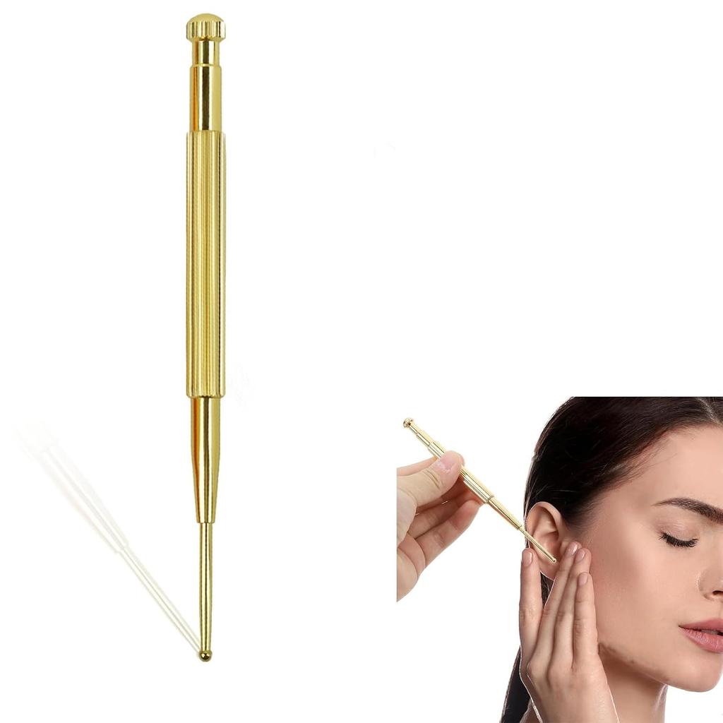 Face massage spring type ear acupressure stick rod made brass position confirmation portable usable whole body supplies.