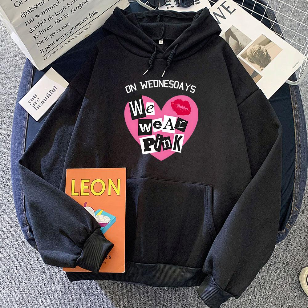 

MeanGirls on Wednesday We Wear Pink Hoodies New Movie Graphic Printing Sweatshirt for Women/Men Harajuku Sudaderas Long Sleeve 3XL