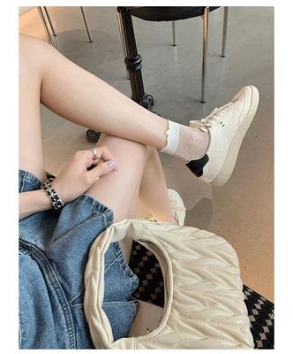 Cowhide Version of Old Leather Round Head Flat Bottom Sports and Leisure Shoes German Training Shoes Women's Board Shoes Lace-up Versatile White Shoes