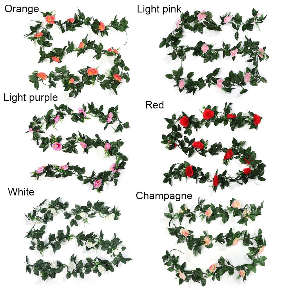 

Home Decor Wedding Party Hanging Garland Artificial Flower Ivy Vine Rose Leaf Garland Silk Roses білий