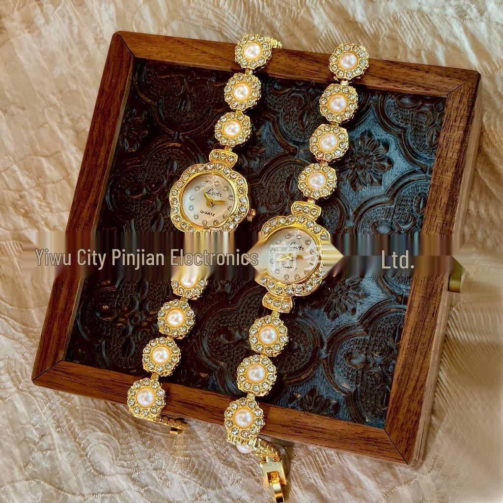 Vintage Floral Pearl French Women's Bracelet Watch