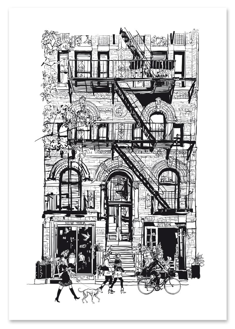 

Plakat szkic ilustracja kamienica New York 30x40 cm