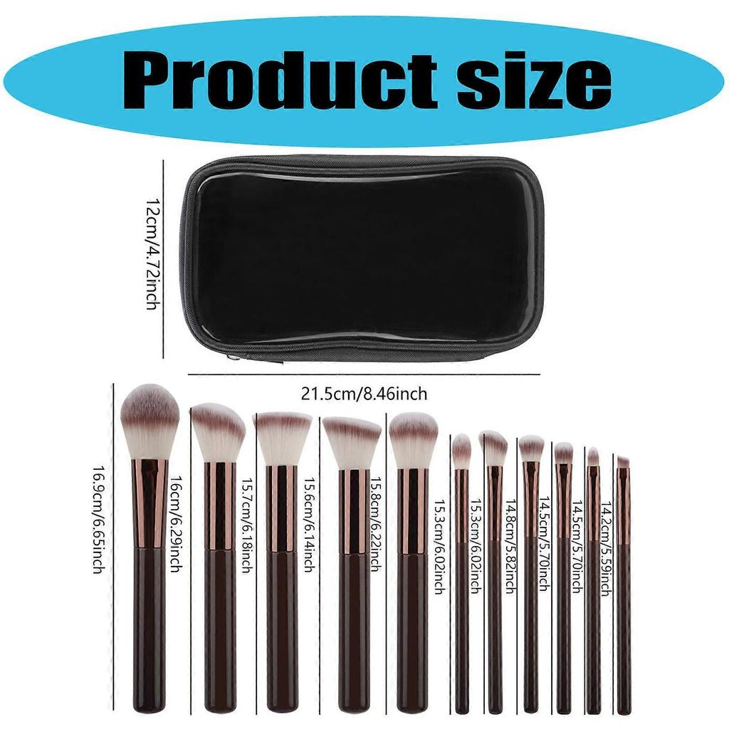 11dílná sada štětců na make-up Přenosné kosmetické štětce Měkké štětiny s ergonomickými rukojeťmi Pro potřeby make-upu obličeje a očí