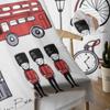Cortinas Transparentes de Desenho Animado Doodle de Ônibus de Londres e Bicicleta para Sala de Estar Quarto Cortinas de Tule Tratamentos de Janela de Cozinha Painel Cortinas