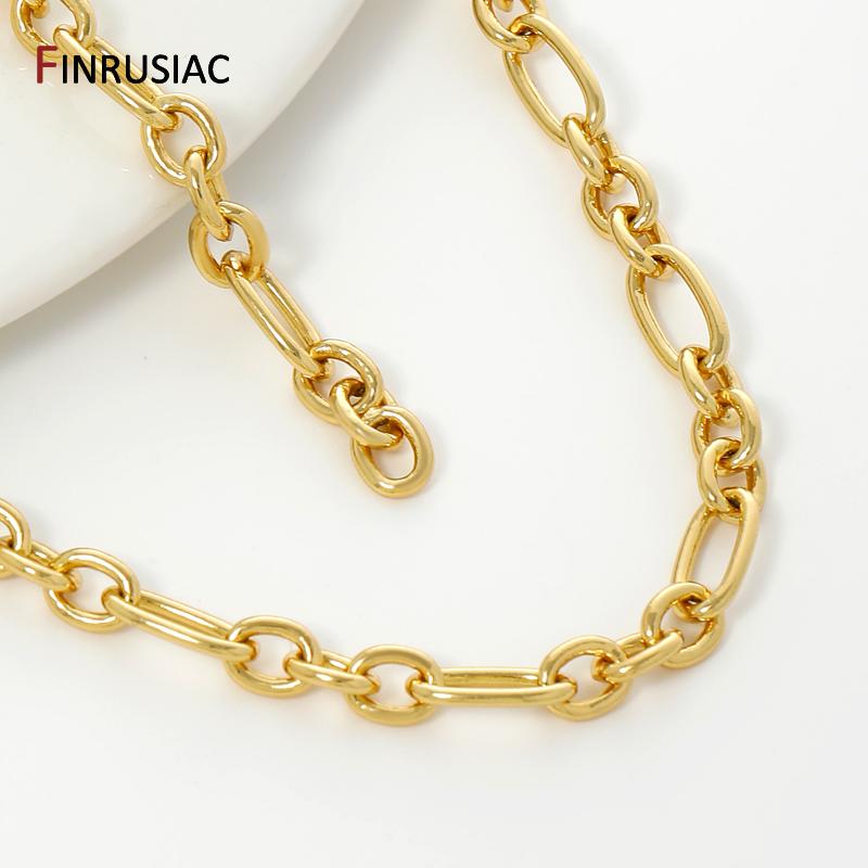 18K Gold Plated Brass 3:1 Special Chain Figaro Chain,High Quality Metal Chain for DIY Necklace Bracelet Making Accessories