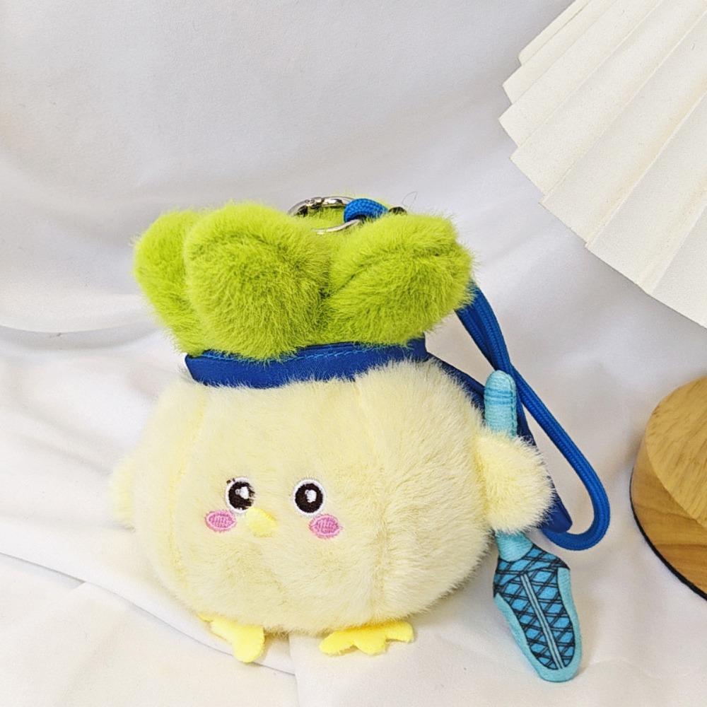 Garlic Bird Stuffed Cabbage Chicken Keychain Cartoon Chicken Plush Keychain  Car Key Accessories
