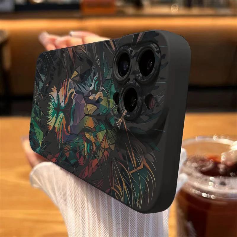 Colorful Lion Pattern Phone Case For iPhone 11 12 13 14 15 Pro Max XS X XR 7 8 Plus SE 2020 Shockproof Matte Soft Silicone Cover